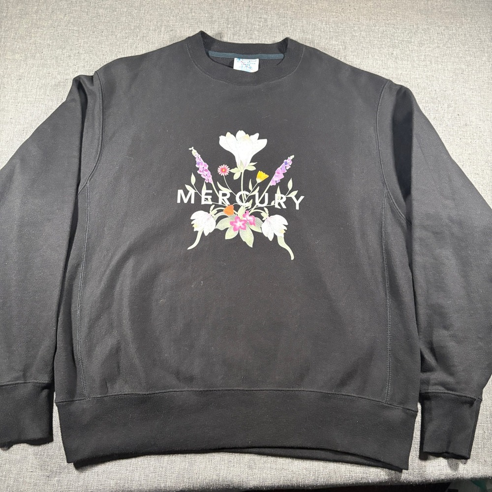 Vintage Champion Reverse Weave Sweatshirt Mens Large Black Mercury Floral